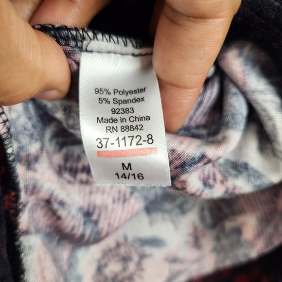 Woman Within Womens Size Medium Blue Floral Cold Shoulder Velour Sweater Top - Picture 8 of 10